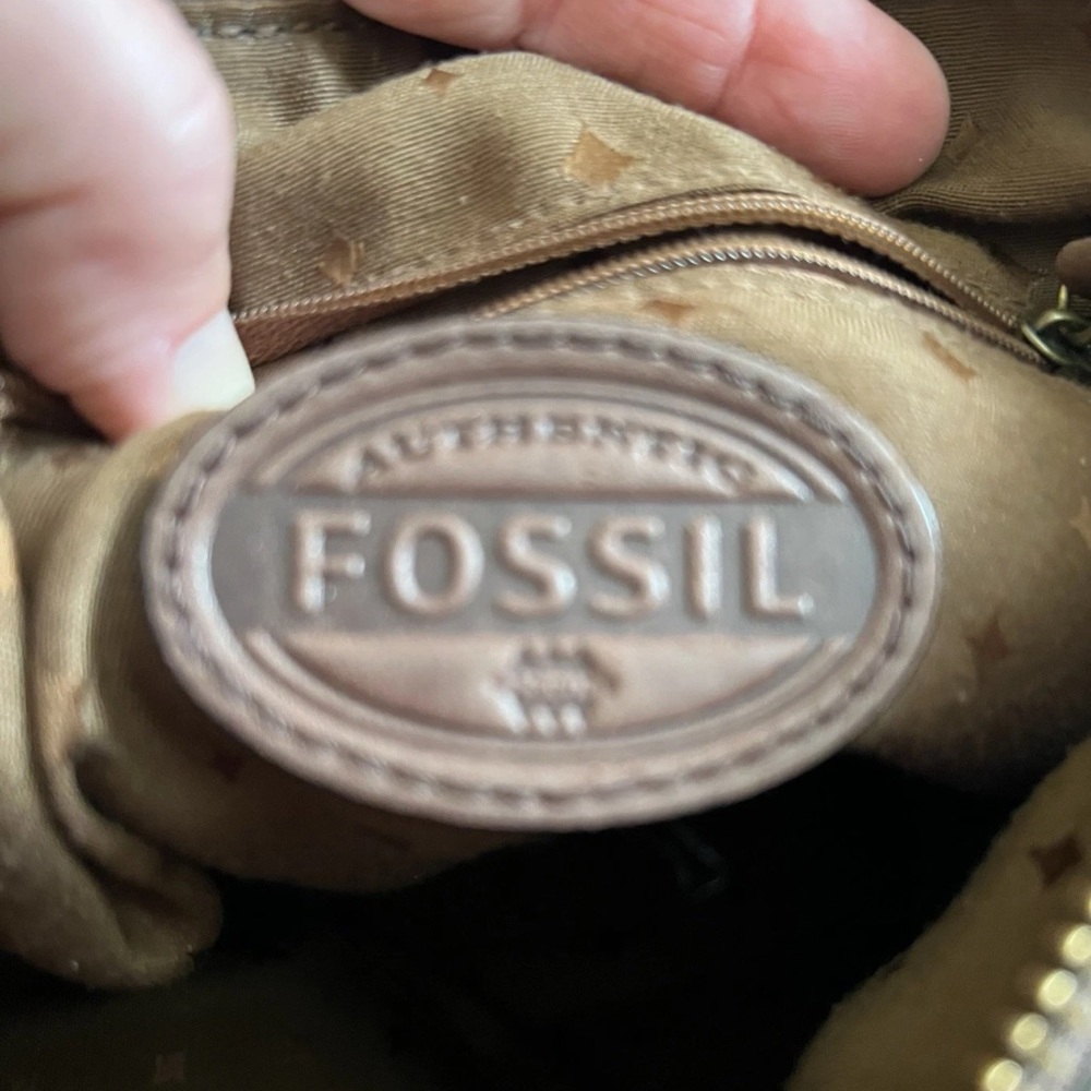 Vintage Fossil Silver/Gunmetal/Pewter Leather Crossbody Bag - Picture 6 of 8